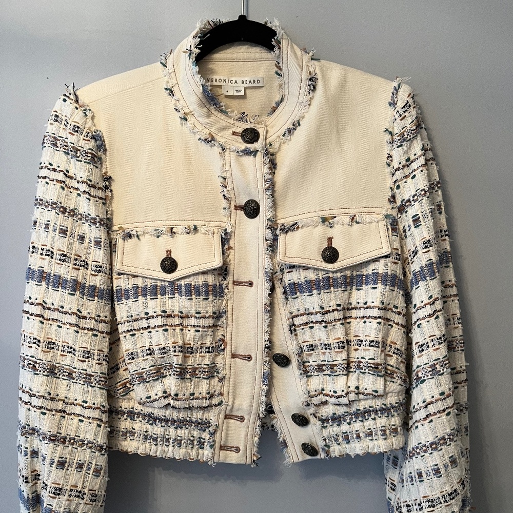 Veronica Beard Darren Denim Lady Jacket Tweed size 4